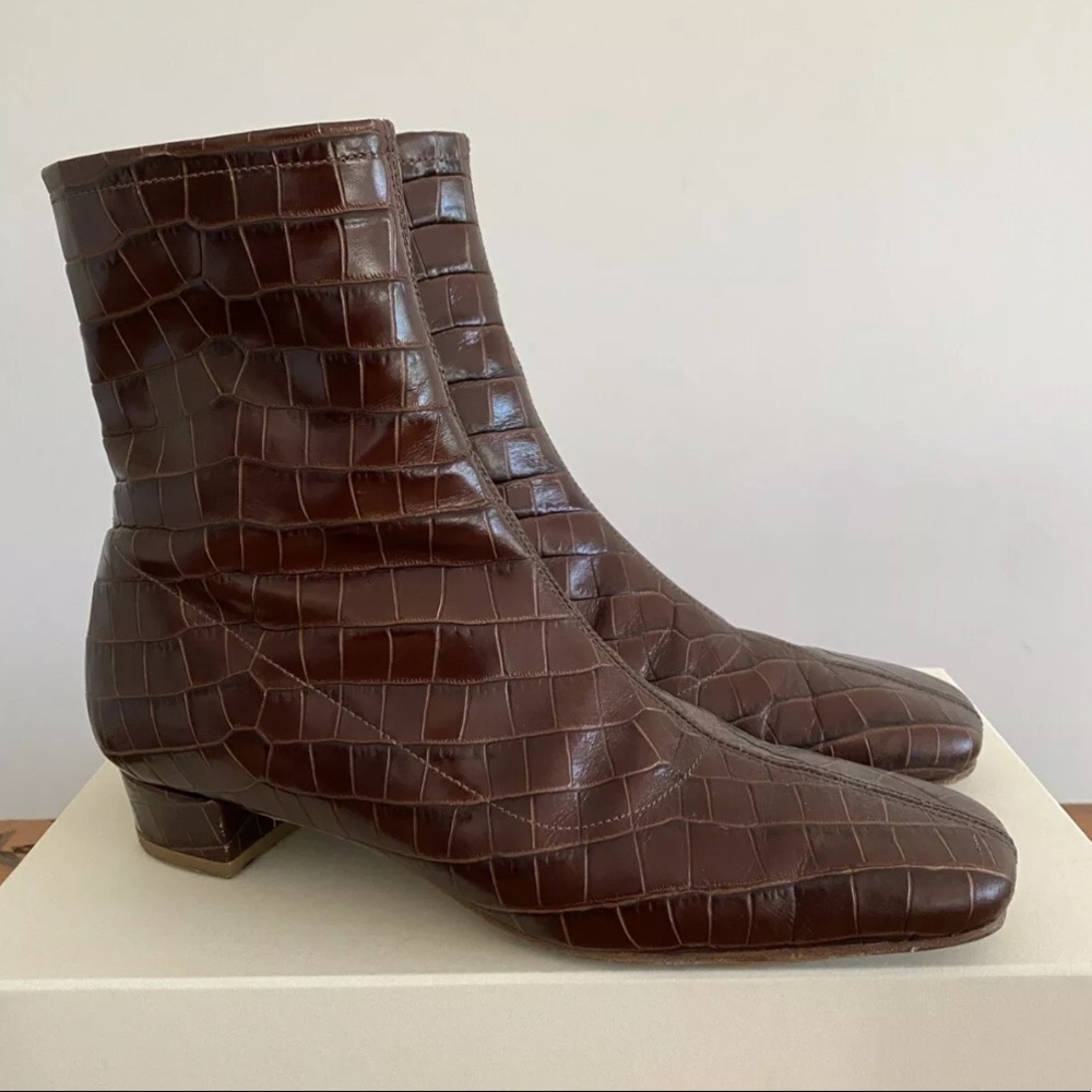 BY FAR ESTE BOOT CROCO EMBOSSED LEATHER SZ 39